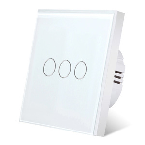 Interrupteur tactile de type 86, 3 gangues, panneau en verre trempé, capteur intégré, interrupteur mural - Product Image 1