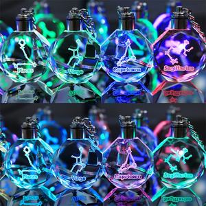 Fancy Customized LOGO Design Crystal <b>Key</b> Chains Handmade Colorful 3D Laser <b>Engraved</b> LED Light Crystal Keychain <b>Key</b> <b>Ring</b> - Product Image 4