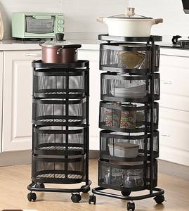 Carrito de empuje, estante de cocina, carrito de mano para verduras, cesta de acero al carbono, almacenamiento de aperitivos, organizador de Dios - Product Image 1