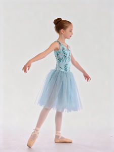 Anna Shi, Nuevos Diseños, Elegante Leotardo Azul Claro <span class=keywords><strong>de</strong></span> Spandex con Patrones <span class=keywords><strong>de</strong></span> Lentejuelas Plateadas, Tutú <span class=keywords><strong>de</strong></span> Ballet, Trajes <span class=keywords><strong>de</strong></span> Danza - Product Image 2