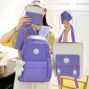 Una nueva mochila transfronteriza de gama alta para niñas, una versátil mochila de nailon para estudiantes de secundaria, un conjunto de cinco piezas y una compañía informal - Product Image 3