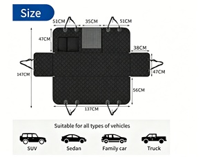 Housse de siège auto imperméable en tissu Oxford pour <span class=keywords><strong>chien</strong></span>, anti-rayures, extenseur de siège arrière, hamac pour SUV, supporte 400 lb, Oxford - Product Image 6