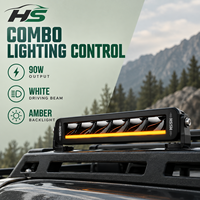 Barre lumineuse LED HSSH 10-50 pouces 90W-450W, faisceau combiné blanc et ambre à une seule rangée, éclairage de conduite tout-terrain pour camion, SUV, Jeep 4x4