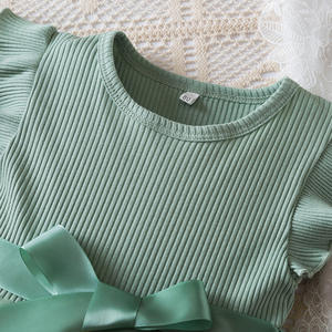 Robe de princesse bouffante pour enfants, robe en tulle brodée de fleurs d'été avec nœud pour filles, pour mariage et fête - Product Image 5