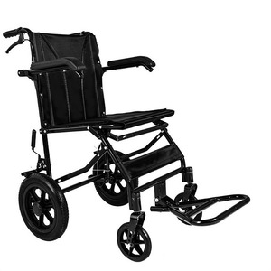 Fauteuil roulant manuel portable pour les voyages et les personnes âgées, léger, pliable, avec cadre en acier haute teneur en carbone et pneus gonflables - Product Image 1