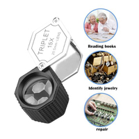 Lente professionale gem 15x lente esagonale pieghevole per gioielli lente d'ingrandimento portatile lente d'ingrandimento con diamante