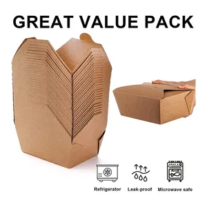 Fiambrera desechable con logotipo impreso personalizado, papel Kraft, embalaje de hamburguesas, grado alimenticio, opción al por mayor - Product Image 3