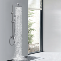 Système de douche thermostatique en laiton chromé avec pommeau de douche pluie, douchette à main, barre coulissante, mitigeur à poignée unique et cartouche céramique, ensemble de salle de bain