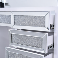 Coiffeuses de luxe en bois massif, modernes, noires et argentées, avec finition diamant scintillante, pour chambre à coucher et maison