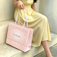 Sacs cadeaux de luxe en papier blanc de haute qualité, imprimés avec logo personnalisé, pour bijoux, vêtements et emballages cadeaux