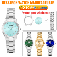 Boîtier de montre en acier inoxydable 316L BESSRON, cadran 2035, bracelet haut de gamme, ensembles d'accessoires de montre en gros pour femmes