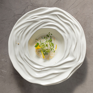 <span class=keywords><strong>Vajilla</strong></span> de decoración artística de lujo para restaurante, plato De Pasta De cerámica <span class=keywords><strong>Vajilla</strong></span> De Porcelana blanca mate, plato De sopa con ondas De 11 pulgadas - Product Image 2