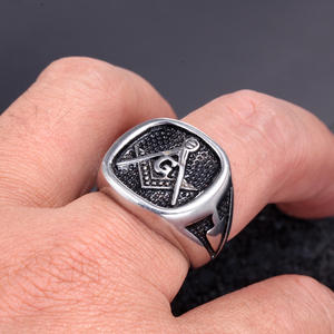 共济会骑手戒指 共济会大师戒指 共和会印章戒指 共和会印章男士不锈钢戒指 戒指 男士 - Product Image 4