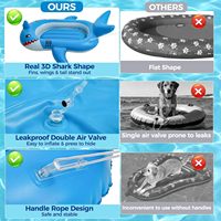 Piscine gonflable pour chien, radeau pour chien avec corde, design amusant en forme de requin 3D, tapis flottant pour piscine d'été, jouets de piscine