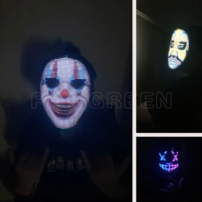 Mask Led Mask Finegreen Lighting Wholesale Christmas Halloween Party Fashion App Control Mask Led Programmable Message Displayed Face Mask