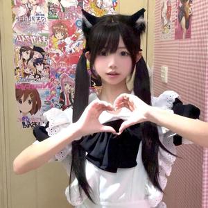 Perruque longue et droite noire style Lolita avec frange latérale, couvrant entièrement la tête, ligne de cheveux naturelle, densité 100, fibre Kanekalon - Product Image 2