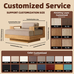 Divano da Giardino Girevole in Legno di Teak con Tessuto ad Asciugatura Rapida <span class=keywords><strong>e</strong></span> Cuscino in Schiuma Spessa <span class=keywords><strong>per</strong></span> Bordo Piscina, Giardino <span class=keywords><strong>e</strong></span> Terrazza - Product Image 2