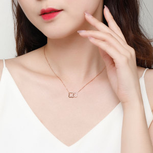 High Quality Wholesale Trendy Design Fine Jewelry 18K Solid Rose Gold Set Real Natural Diamond Pendant Necklace For Couple - Product Image 4