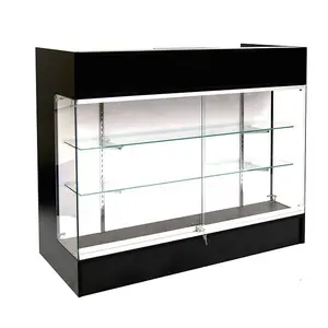 KEWAY 4 feet cash wrap counter with front showcase mdf glass display case with top light full vision checkout counter