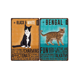 <span class=keywords><strong>J</strong></span>'aime Mon Chat Tigré Birman Chats Noirs Étain Signe Bon Marché Plaque - Product Image 2