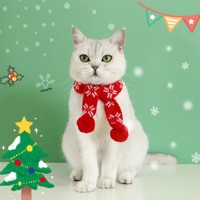 Écharpe tricotée à carreaux flocon de neige pour animaux de compagnie, doublure en fourrure de lapin, cache-cou chaud avec pompon décoratif, accessoires d'hiver pour animaux de compagnie pour Noël