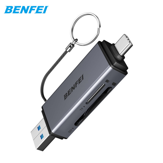 BENFEI 2 in 1 Multi-Function Card Reader USB and USB Type-C SD TF Card Reader, Support OEM or ODM