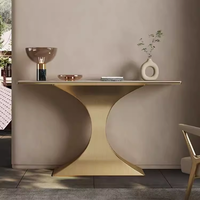 Table console d'entrée rectangulaire style luxe léger avec plateau en marbre et base en métal BTCT001 pour la maison ou l'hôtel - Vente chaude