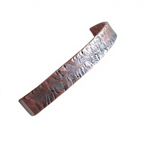 Factory Price Copper Bracelet Therapeutic Healing Accessories Minimalist Antique Carved Hammered Pattern Polish Finish Wristband - Product Image 1