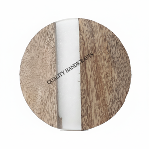 Posavasos de Estilo Vintage de la Mejor Calidad, 10x10 cm, Hecho a Mano en India, de Resina Epoxi y Madera de Mango, para Bebidas, Cerveza, Café, Té - Product Image 1