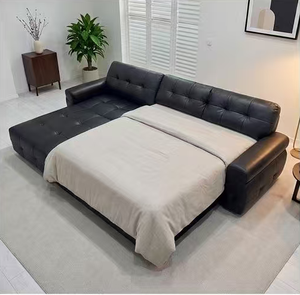 Sofá de Cuero Negro Moderno para Sala de Estar, Muebles de Lujo con Tapizado Tipo Biscuit, Sofá Reclinable Funcional con Asiento Profundo - Product Image 3