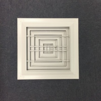 Diffuseur d'air de retour carré pour plafond 595x595mm, construction en aluminium, finition thermolaquée, design commercial, registre optionnel