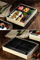 Boîte à sushi en bois personnalisée de haute qualité, jetable, pour restaurant, gâteaux, fromages, pâtisseries, sushis, boulangerie, traiteur, pour le déjeuner