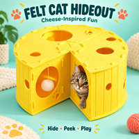 Maison pour chat en feutre en forme de fromage avec boule suspendue, tunnel de jeu pour chat d'intérieur, fournitures pour animaux de compagnie personnalisées, vente en gros