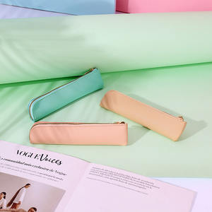 Autre trousse à crayons de couleur unie en cuir PVC, sac de rangement unisexe de style coréen pour enfants, pour l'école - Product Image 4