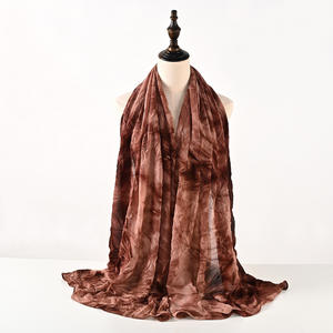 פרמיה צבע מוצק פרינקל מצופה זהב שיפון פנינה מעוגל צעיף המוסלמי ארוך צעיף חיג 'אב - Product Image 2