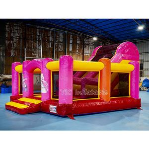 <span class=keywords><strong>Château</strong></span> <span class=keywords><strong>gonflable</strong></span> commercial rose Princesse avec toboggan intégré, idéal pour les fêtes en extérieur, les anniversaires de filles et la location événementielle - Product Image 1