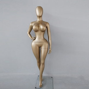 Mannequin Courbe Femme BBL Grande Poitrine et Hanches, Doré, Pose Fashion, Entier, avec Tête et Bras - Product Image 6