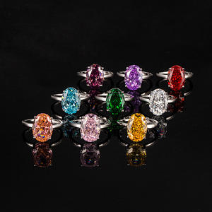 Nuevo Anillo <span class=keywords><strong>Ova</strong></span> Azul Marino, Elegante y Ligero, de Lujo, para Mujer, de Aleación, con Corte de Flor de Hielo, con Circonita de Alta Calidad, para Transmisión en Vivo - Product Image 4