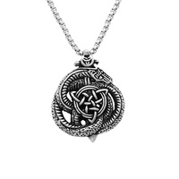 Liontin Viking Ouroboros Celtic Knot Vintage Personalized Pvd Stainless Steel Perhiasan Fashion Berkualitas Tinggi Kalung untuk Pria Grosir