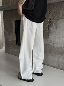 Pantalones Cargo Holgados de Lujo para Hombre, Jeans Elásticos de Algodón Blancos, Lavado Medio, Tejido de Alta Calidad Lulu Tech, Personalizados - Product Image 2