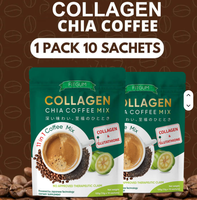 Poudre de Collagène Instantanée à Succès avec Graines de Chia, Saveur Café Blanc Chocolat, Goût Sucré, Qualité Supérieure, Sachet