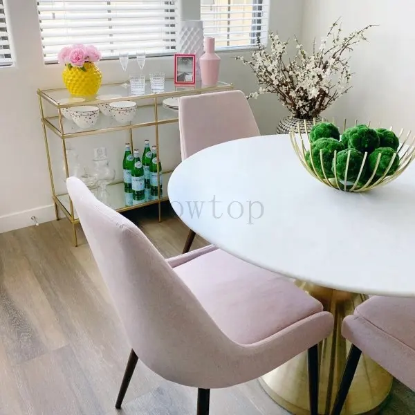 Modern white solid surface round cafe restaurant dining table