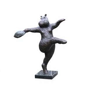 Sculpture Moderne en Bronze d'Hippopotame dans le Thème du Ballet, Statuette Décorative d'Art de Jardin, Figurine Animale Personnalisée Faite à la Main et Coulée à la Main - Product Image 1
