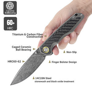 Couteau pliant <span class=keywords><strong>à</strong></span> manche en alliage de titane, système Liner Lock, acier 14C28N, pour <span class=keywords><strong>la</strong></span> chasse, <span class=keywords><strong>le</strong></span> camping et les activités de plein air - Product Image 5