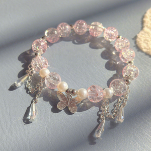 Новый стиль: браслет из бусин из хрустального стекла с градиентом, разноцветными кисточками и пятью подвесками-бабочками - Product Image 3