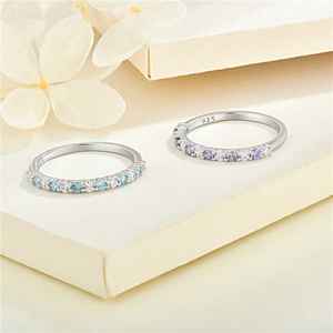 ファッションリング不規則なアンティーク925シルバージュエリーオーバルファッションモダンジルコンシンプルアクアマリン女性リング - Product Image 5