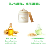 Masque Visage Bio Végan à l'Extrait de Riz Coréen, Vitamine E et Minéraux pour Peaux Sèches - Hydratant, Éclaircissant, Nettoyant en Profondeur des Pores