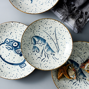 Ceramic Tableware Wedding Party Creative Pattern Bowls and Dishes Sets Japanese Style Porcelain <b>Dinnerware</b> Set - Product Image 6