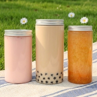 Bouteille de boisson cylindrique en PET de 500 ml avec bouchon en aluminium jetable, pour thé aux fruits et thé au lait infusé à froid, idéale pour la vente ambulante – Produit phare sur internet