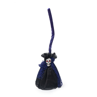 Balai de démon en gaze noire pour Halloween, à commande vocale, avec capteur de mouvement et effets sonores, pour décoration de maison hantée